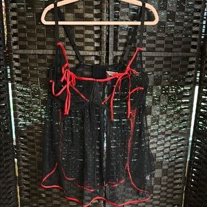 Adore Me Black and Red Lace Babydoll with Thong 3X
